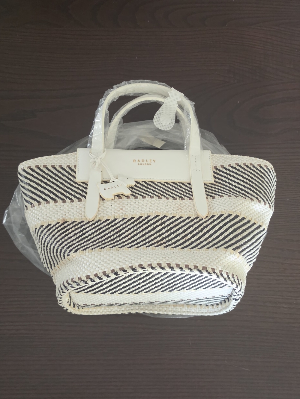 RADLEY LONDON Cream & Natural Woven Tote with Dog Charm - Picture 2 of 5